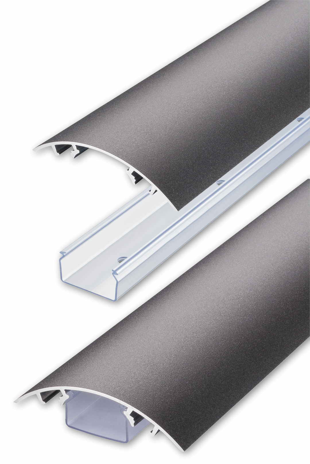 Jetzt den 80mm Design Kabelkanal aus Aluminium in Gusseisen Feinstruktur bei Alunovo bestellen Der 80mm Kabelkanal aus Aluminium in Gusseisen Feinstruktur lackiert und der transparente Kabelschacht