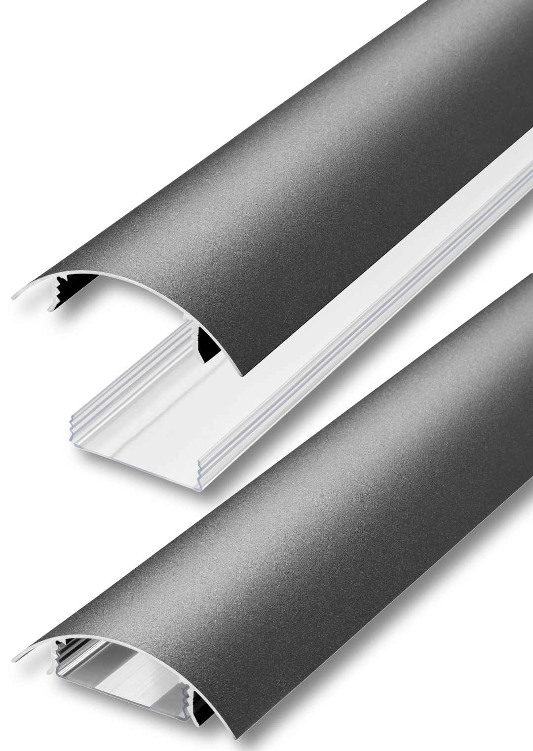 Jetzt den TV 80mm Kabelkanal aus Aluminium in Gusseisen Feinstruktur bei Alunovo bestellen Der TV80 Kabelkanal aus Aluminium in Gusseisen Feinstruktur lackiert und der transparente Kabelschacht