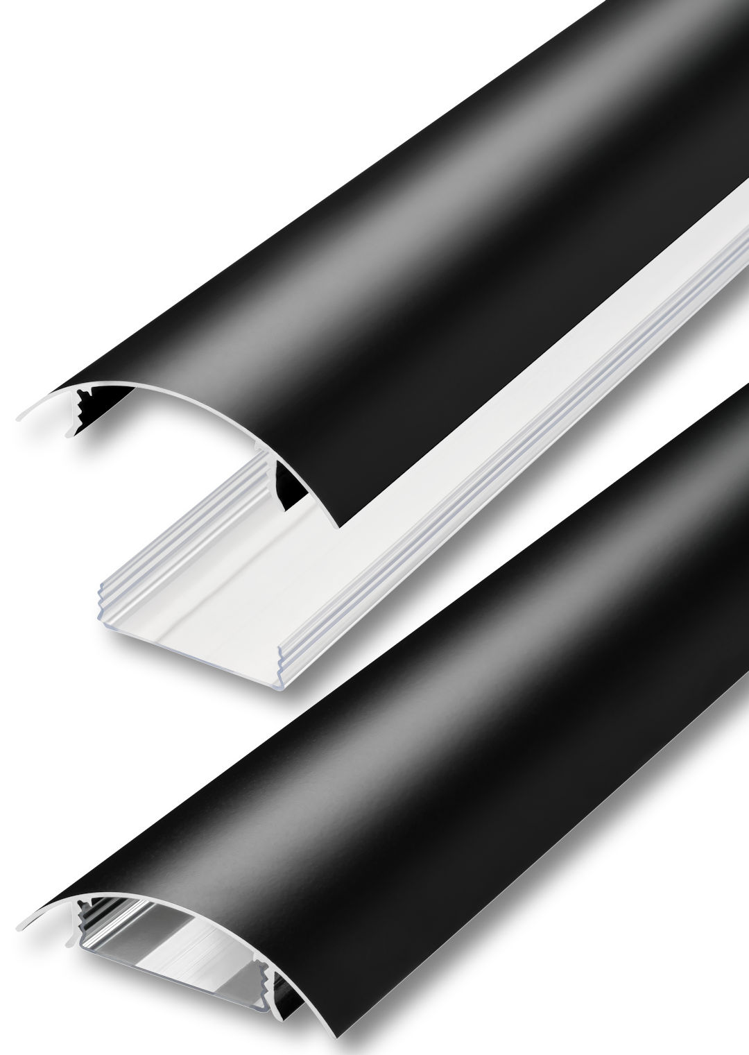 Jetzt den TV 80mm Kabelkanal aus Aluminium in Schwarz matt RAL9005 bei Alunovo bestellen Der TV80 Kabelkanal aus Aluminium in Schwarz matt RAL9005 lackiert und der transparente Kabelschacht