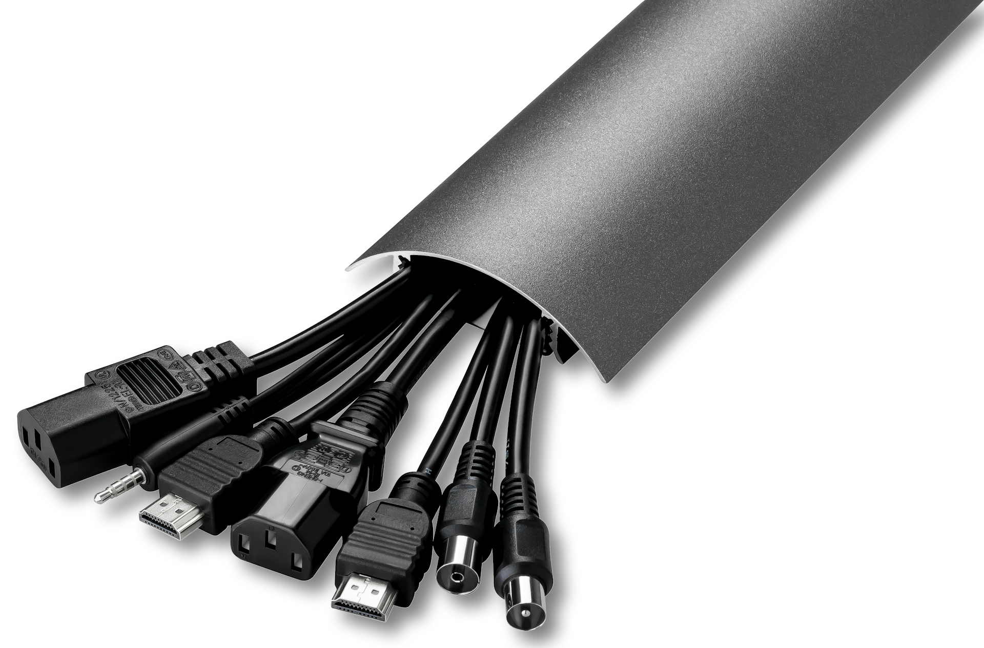 Anwendungsbeispiel für das Verstecken von bis zu 10 Kabeln im TV80 Kabelkanal in Gusseisen Feinstruktur