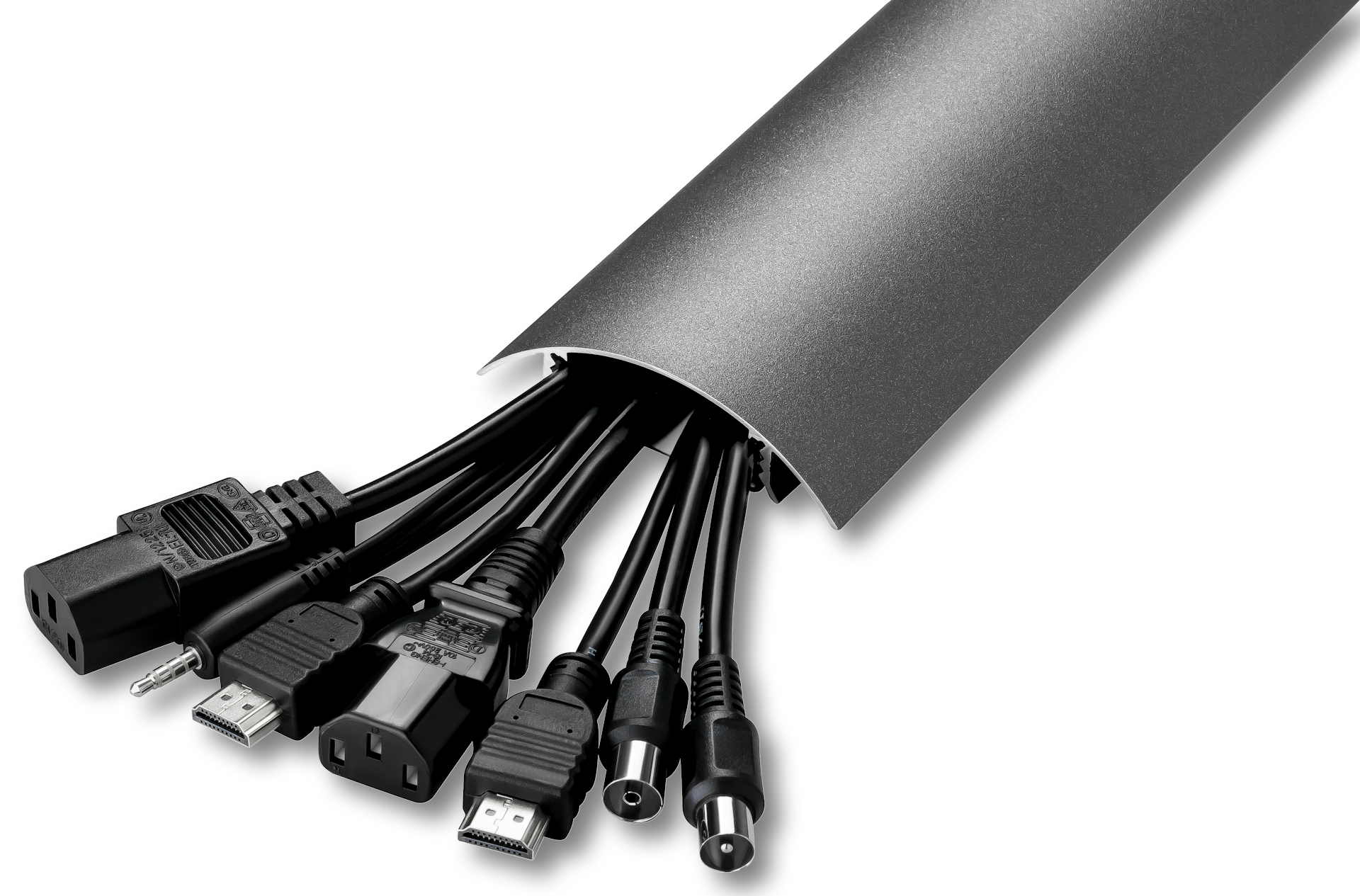 Verstecken Sie bis zu 8 Kabel in unserem Alunovo TV80 Kabelkanal in Gusseisen Feinstruktur um Ihr Zuhause ästhetisch abzurunden Anwendungsbeispiel für das Verstecken von bis zu 10 Kabeln im TV80 Kabelkanal in Gusseisen Feinstruktur